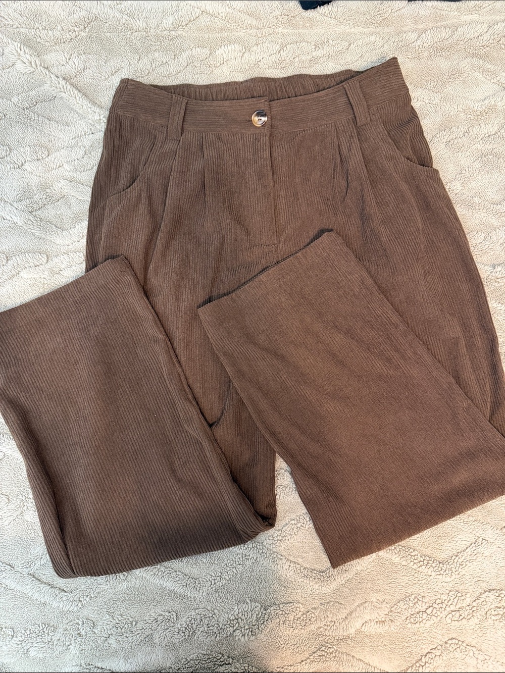 HALARA Petite Medium Brown Corduroy Women's Trousers